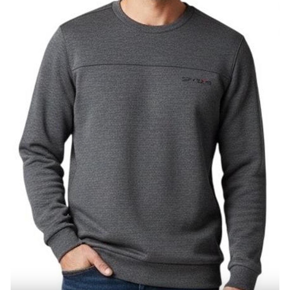 NWT Spyder Active Mens Large Gray Textured Knit Fleece Lined Crewneck Sweatshirt